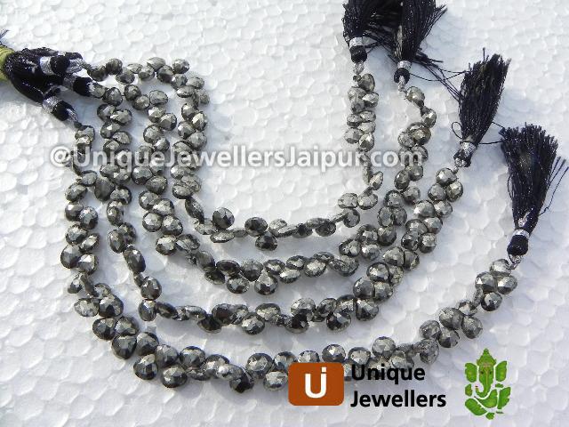 Pyrite Faceted Heart Beads